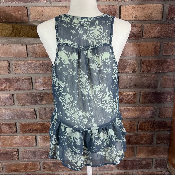 INKED & FADED Sparkly Sleeveless Peplum Sheer Blouse 39 - Picture 3 of 12